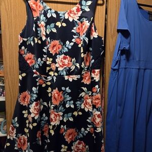 City Studio Navy and Coral Floral Mini Dress